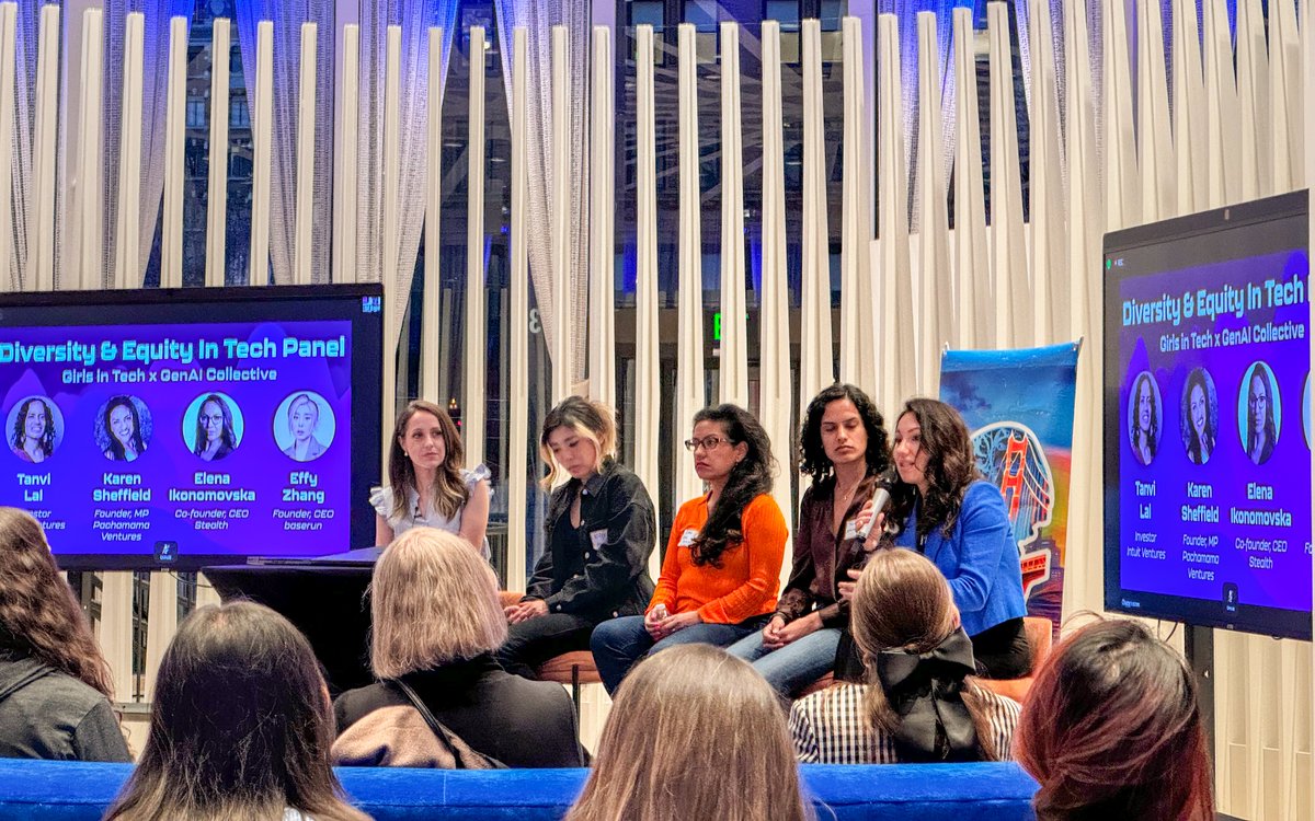 The future of tech and AI is a little brighter, more diverse, and equitable after our event with @GirlsinTech / @GITSF at @SiliconVlyBank last night! 🫶 Thank you to everyone who joined the discussion as well as to our AWESOME keynotes and panelists: @marianebekker, Erika Bahr,…