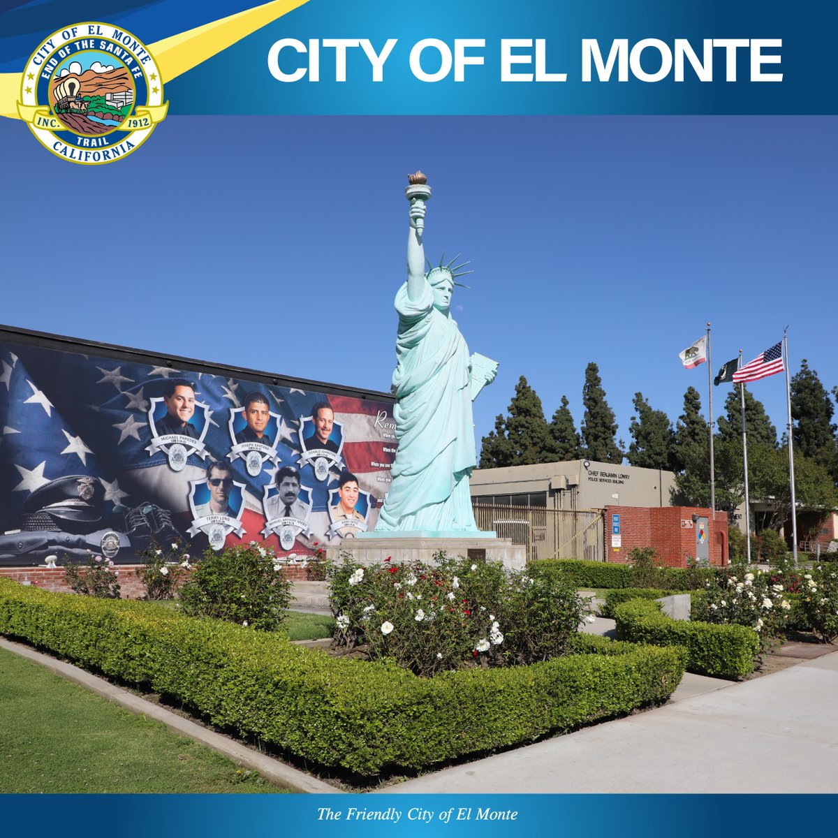 MyElMonte's tweet photo. 🗽 Did you know El Monte has its very own Statue of Liberty? Standing proudly in front of the City Hall, our fiberglass Lady Liberty may be smaller than her New York sister, but she's just as striking and symbolizes the freedom and spirit we cherish here. https://t.co/T2EV23WDmj