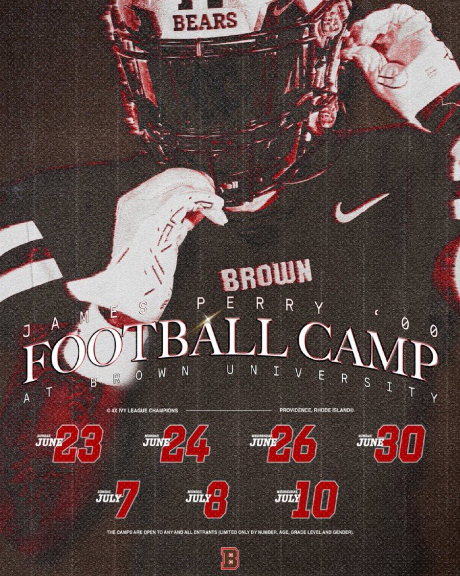 Thank you @BrownHCPerry from @BrownU_Football for the camp invite. @Coach_Bunk @MontiniFootball