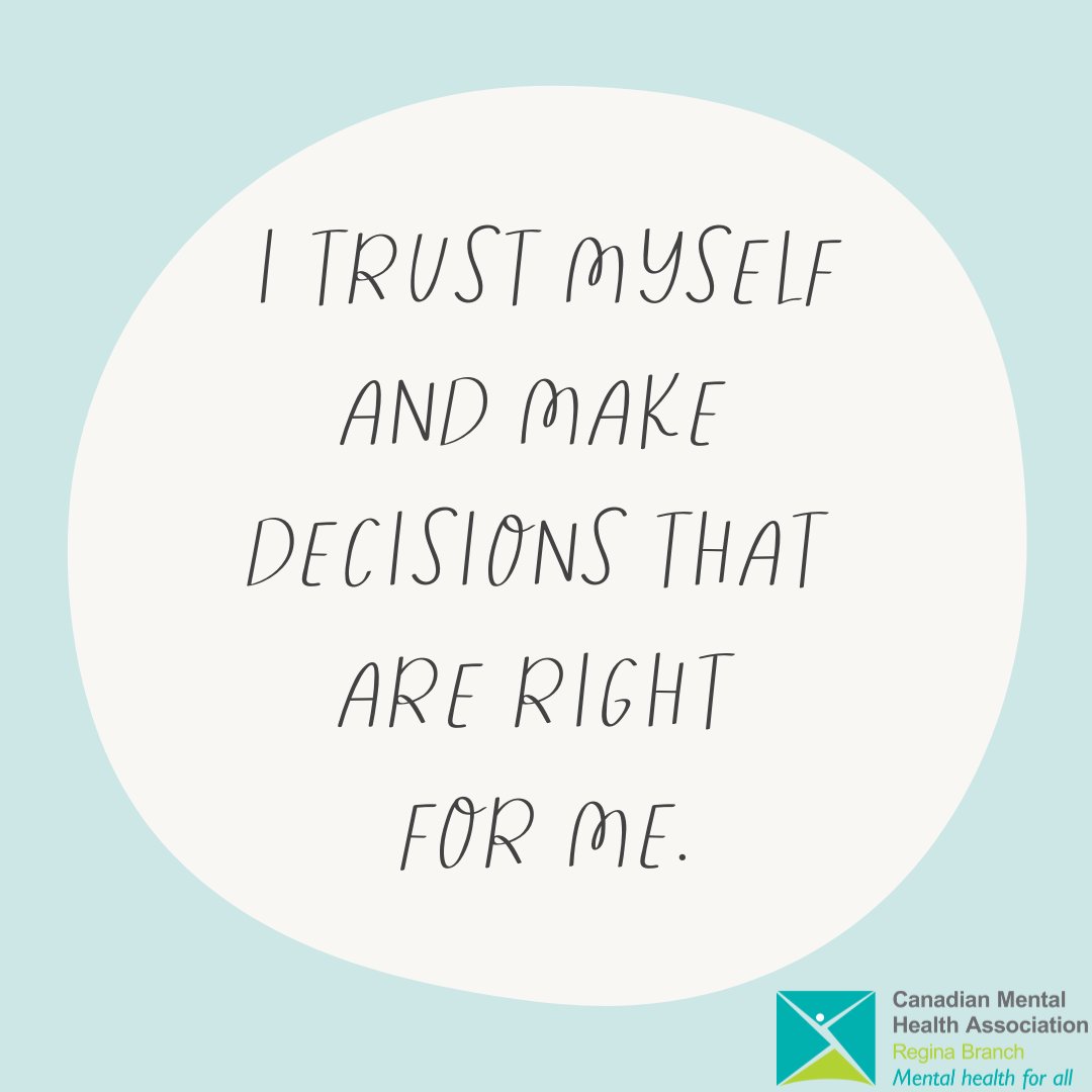 Daily affirmation 💚 Daily affirmations not only help to build our self-esteem and self-efficacy, but they can also help to reduce the negative effects of stress! Repeat after me, 'I trust myself and make decisions that are right for me'. 💙