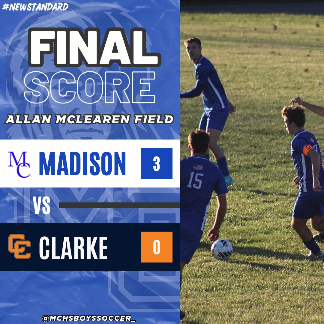 Mountaineers win ‼️

Madison defeats Clarke 3-0, to hand the Eagles their first loss in District play since 2019. 

#NewStandard X #MCHSBoysSoccer