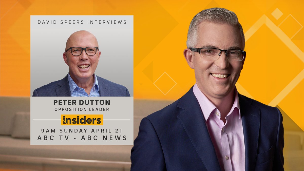 On #Insiders this Sunday, David Speers will interview Opposition Leader Peter Dutton #auspol