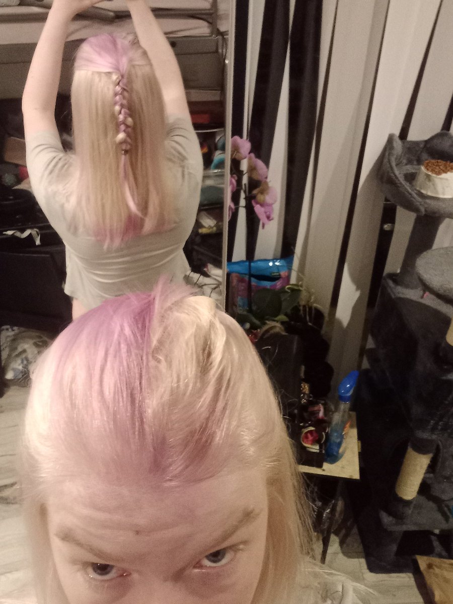 Attempt at dying only strands of my hair purple. I think it is more pinky