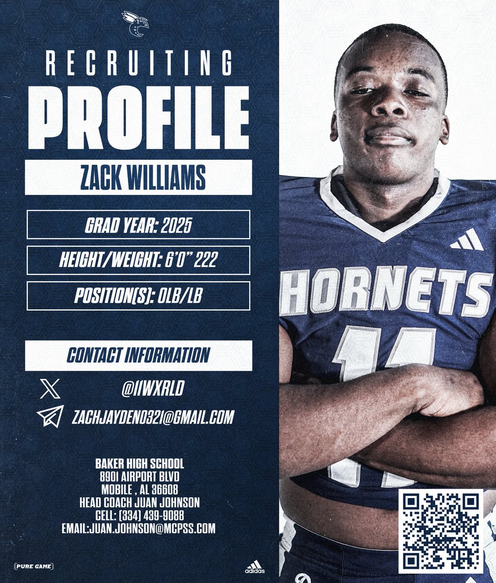 BakerHSFootball's tweet photo. 2025s Recruiting Spotlight
Come Here , Go Anywhere
Zack Williams •LB | @11wxrld
11 Days until Spring Football starts! Coaches come check us out: 8901 Airport Blvd #BakerMade #SWARM https://t.co/55HIQgqSOE