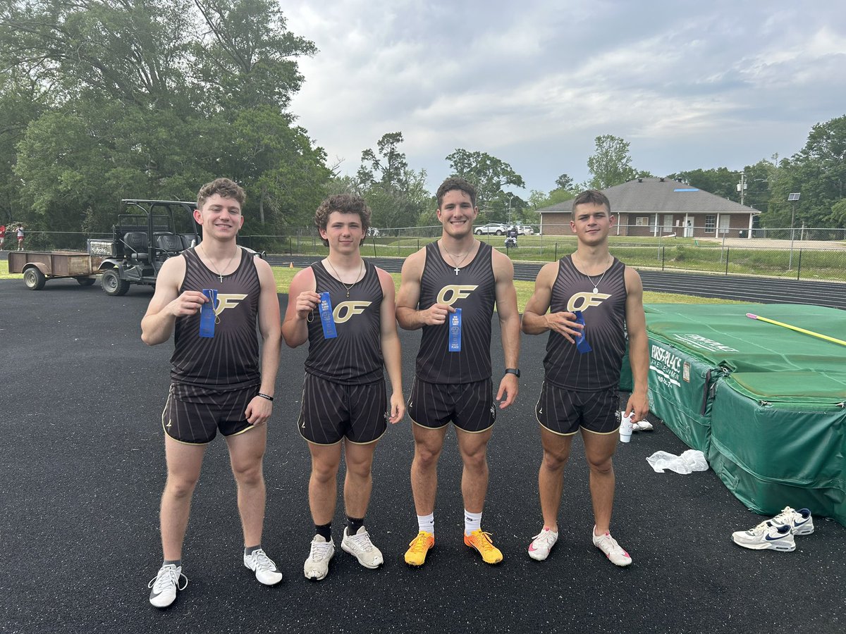 Congratulations to OFA Football players John Todd Thompson, Kade Perkins, Tanner Spears, and Dane DiVittorio on winning the 4x100 at the District Track Meet.