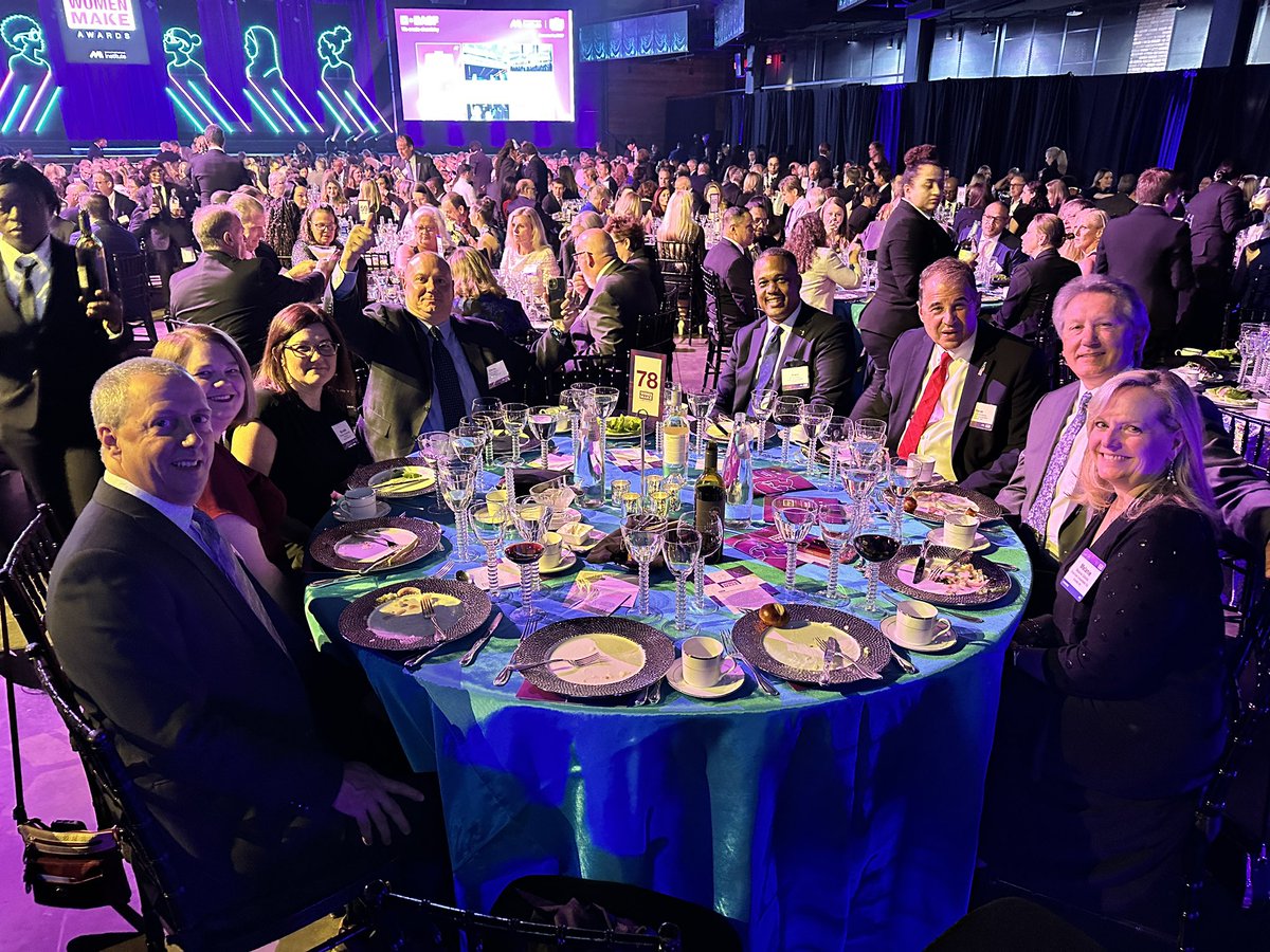 JenWhite0121's tweet photo. @CokeCCBCC and @Arkema_Americas repping at the best table (#78) at the #MFGWomen Awards hosted by @TheMfgInstitute!! https://t.co/q2zFjhy1Eg