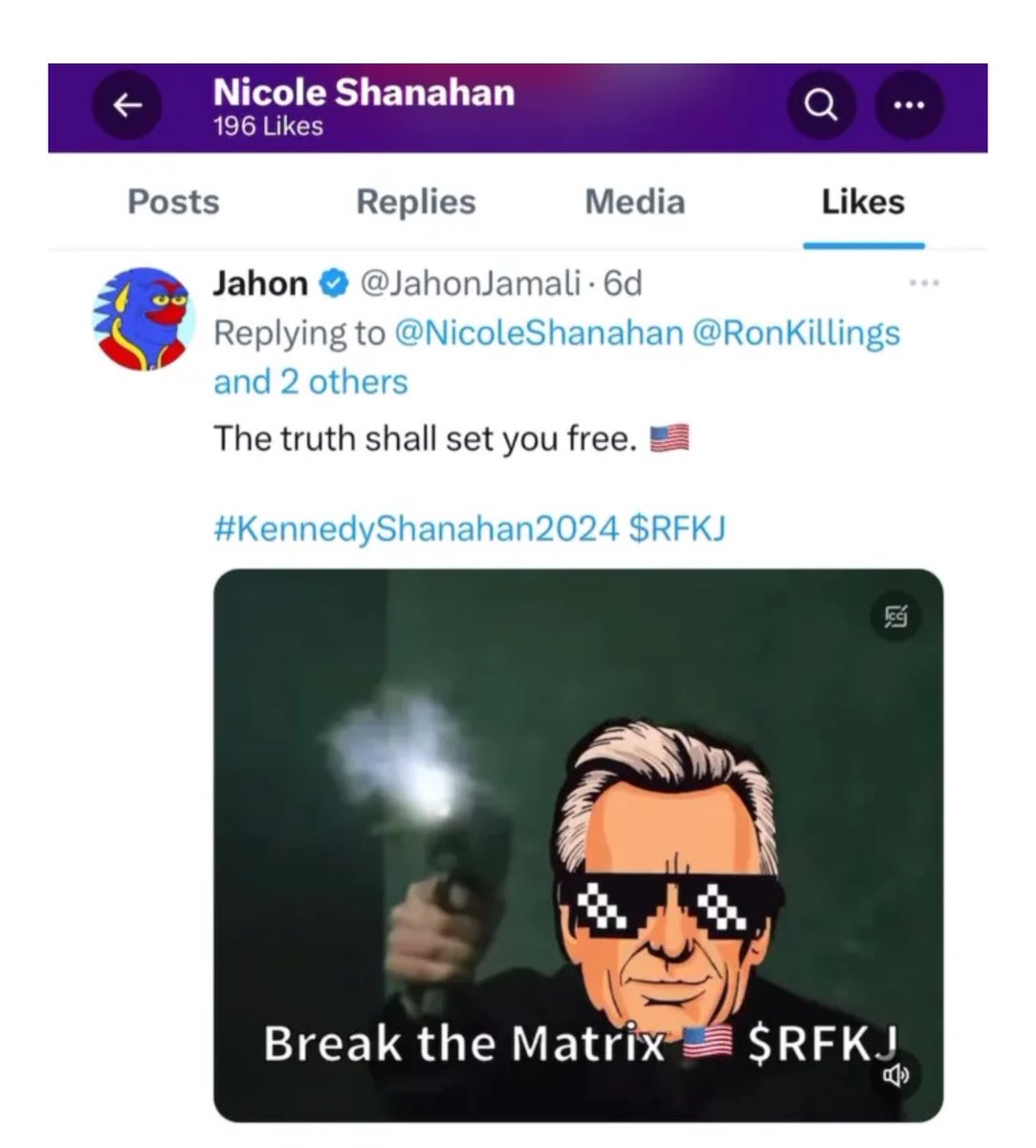 Wow. @RobertKennedyJr’s VP pick, @NicoleShanahan, is promoting political violence. She liked a tweet that has her and RFK Jr. shooting at Joe Biden and Elizabeth Warren. Absolutely unacceptable. (h/t @MeidasTouch)