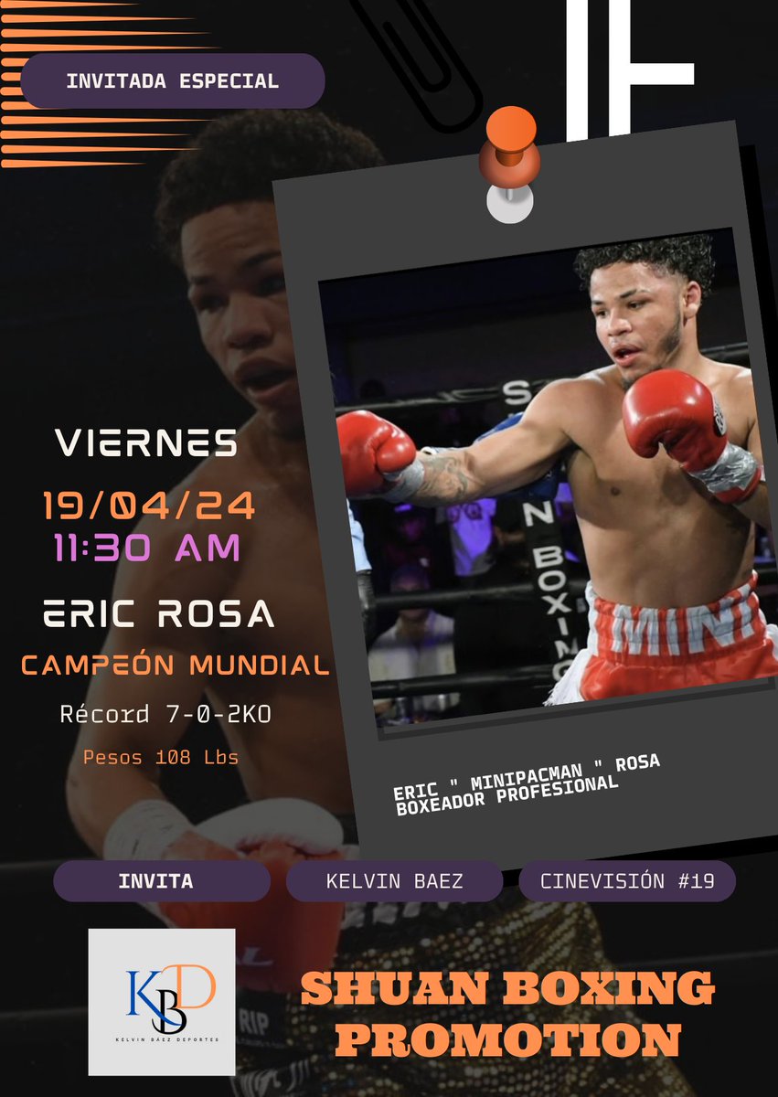 QueBaez's tweet photo. Mañana estará con nosotros el campeón mundial de boxeo Eric Minipacman Rosa.
#Minipacmanrosa #boxeo https://t.co/DdVRSKH6G3