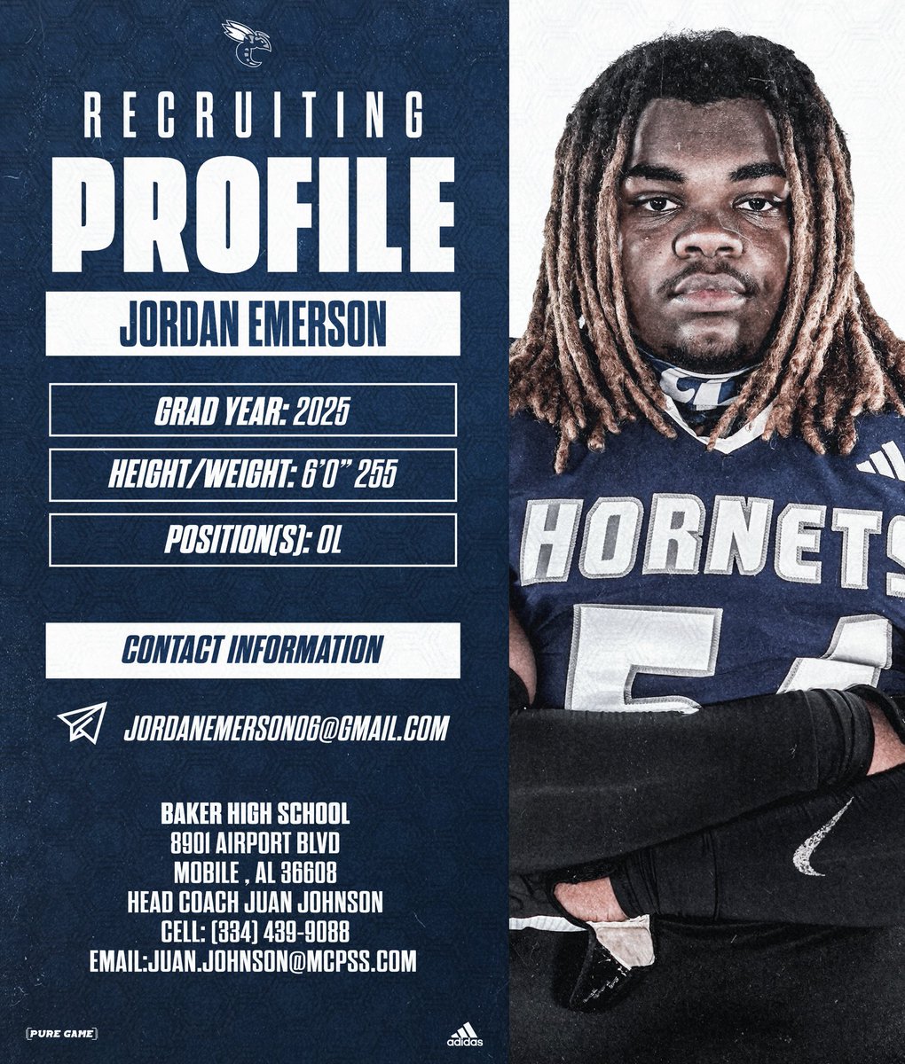 BakerHSFootball's tweet photo. 2025s Recruiting Spotlight
Come Here , Go Anywhere
Jordan Emerson •OL
11 Days until Spring Football starts! Coaches come check us out: 8901 Airport Blvd #BakerMade #SWARM https://t.co/8iLR5ayP0T