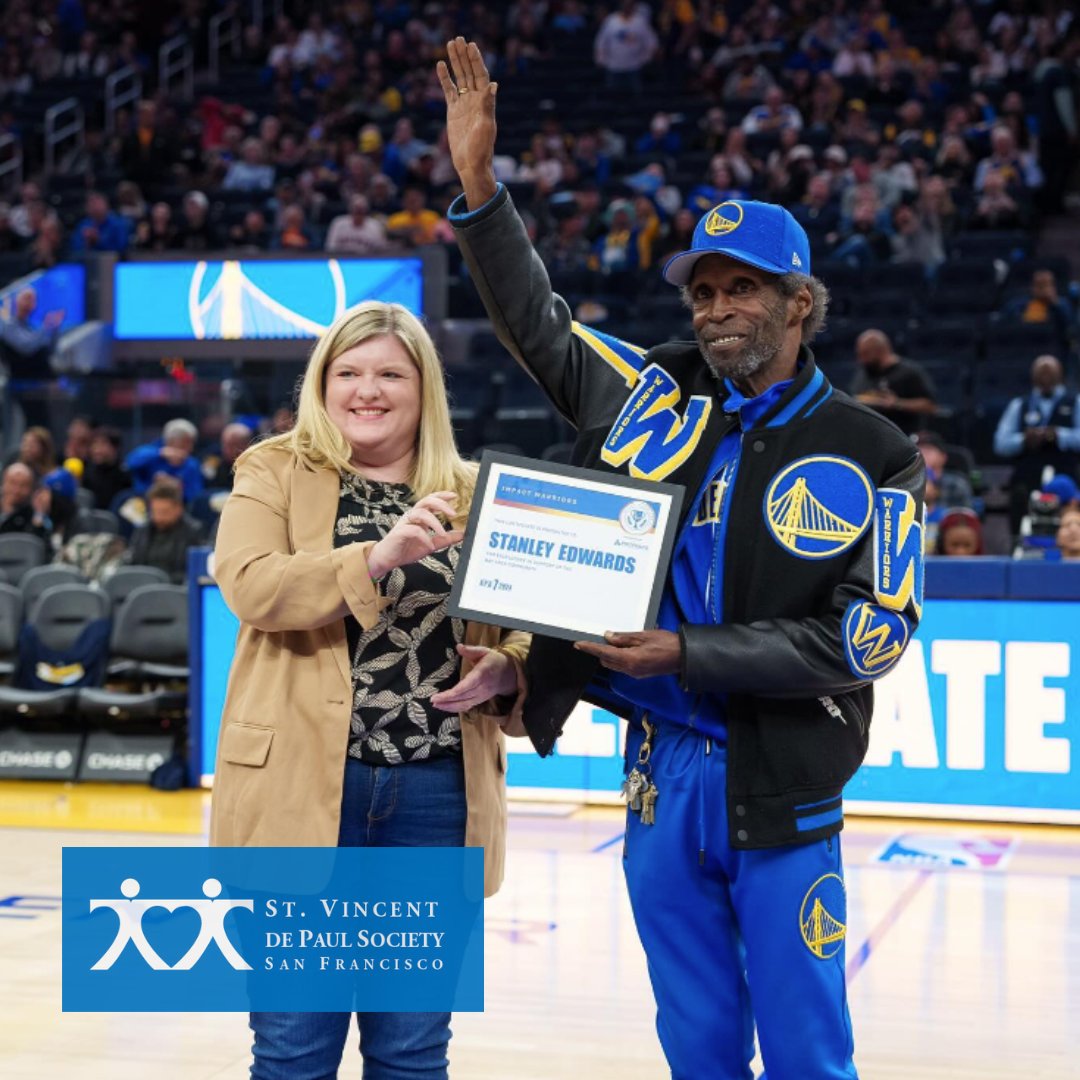 Congrats to SVDP-SF’s Stanley Edwards for earning the Impact Warrior Award!

"Over the years Stanley has dedicated his time to volunteering with the unhoused population and has supported numerous nonprofit organizations, most recently at SVDP MSC Shelter." Credit: <a href="/DubsCommunity/">Warriors In The Community</a>