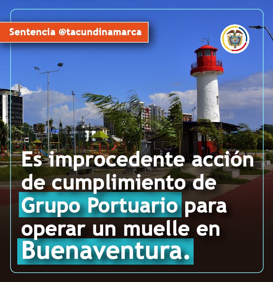 tacundinamarca's tweet photo. 🟠 @tacundinamarca -TAC- declara improcedente acción de cumplimiento en caso de Grupo Portuario S.A., titular de concesión para operar un muelle en Buenaventura.
@ANI_Colombia 

Más detalles y providencia 👉 https://t.co/eMtOfZ4Of1 https://t.co/7jYnPfviFL