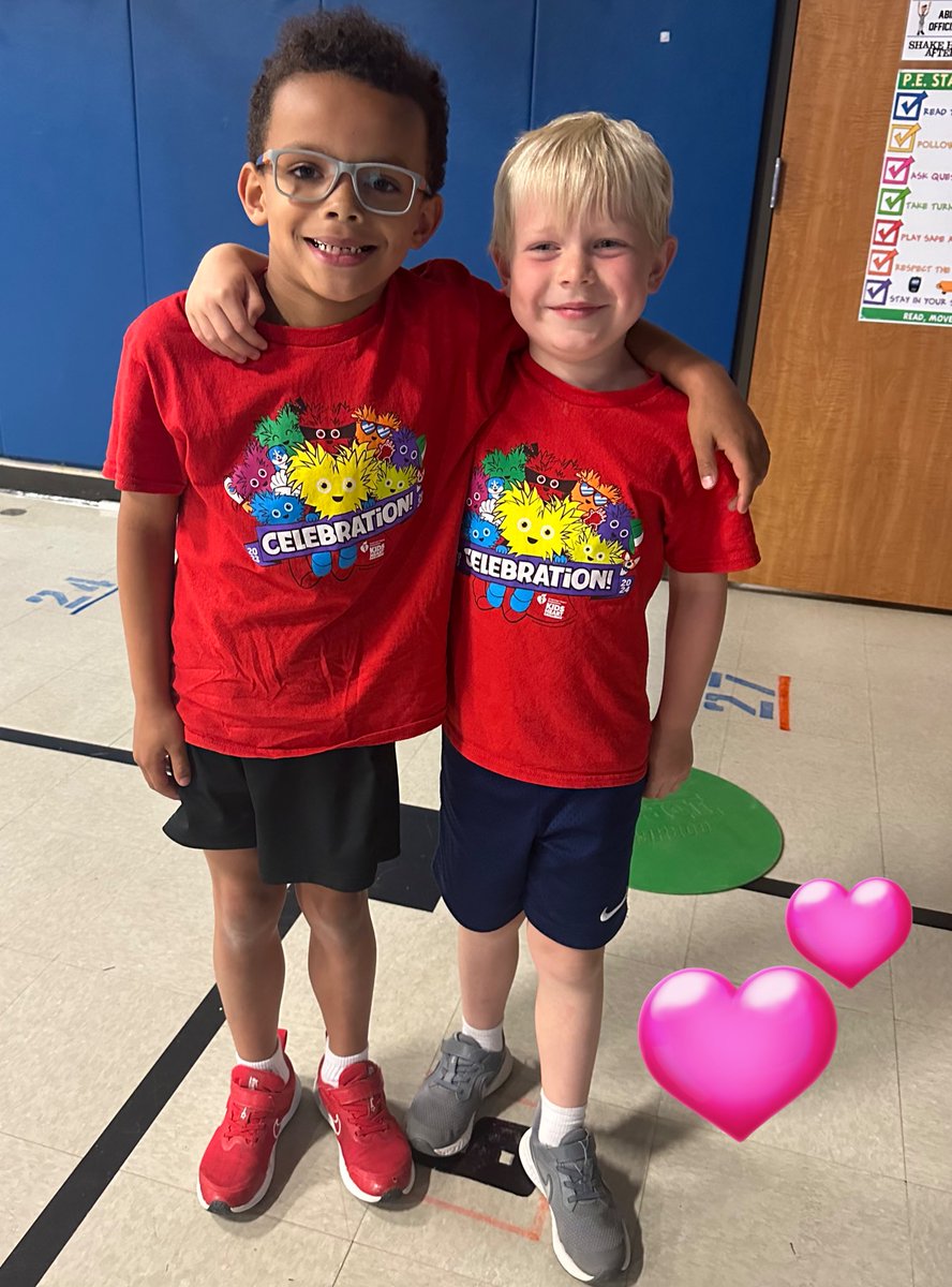 Hey @KidsHeartChall…check out these kinder Heart Heroes. They were so excited to wear their new shirts to pe today. So excited they requested this picture be taken! Thanks for bringing so much fun to our students each year! #mhepe #risdmoves #kidsheartchallenge #4ranches1family