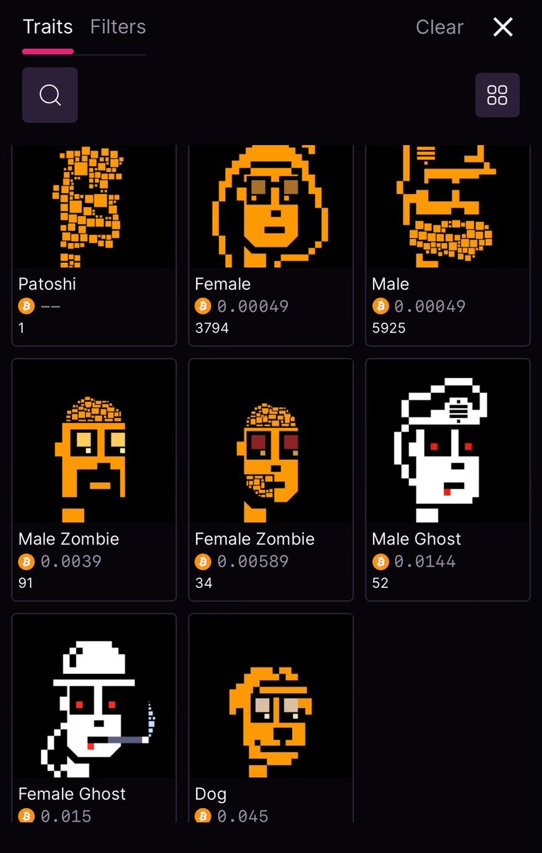patoshipunks's tweet photo. I didn’t realize MagicEden had a cool trait explorer like this. Nice!

#PatoshiPunks https://t.co/LYQd3gZfKT