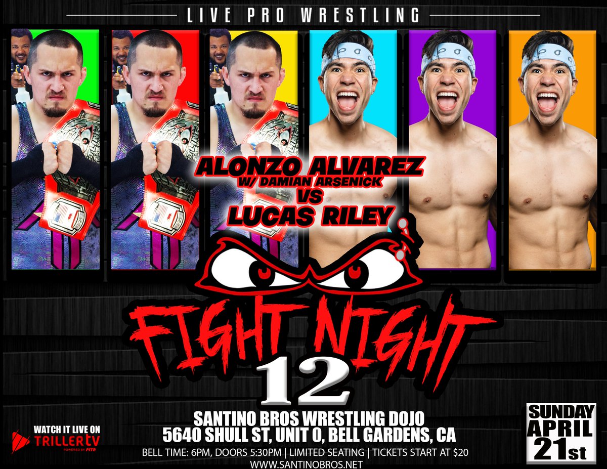 ICYMI 🚨 MATCH UPDATE! Koto Hiro is out due to injury, we wish Koto a full speedy recovery. Taking his place @LucasRiley099 👊 FIGHT NIGHT 12 📅 Sunday April 21st at 6pm 📍 Santino Bros., 90201 🎟️ SBFN12.eventbrite.com 📺 Streaming Live on #TrillerTV trillertv.com/vl/p/santino-b…