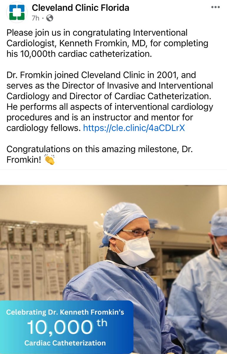 Dr. Kenneth Fromkin hits a remarkable milestone with his 10,000th cardiac catheterization @CleveClinicFL! Since 2001, he's led our Interventional Cardiology team and has helped the lives of thousands. Thank you for all you do!#cardiology #medtwitter @HeartVasc_CCFla @JoseNaviaMD