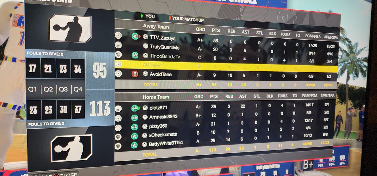 Plotz871's tweet photo. That's nasty #nba2k24. Other PG went crazy but you gotta win the game bro https://t.co/ZxQjFDJqx0