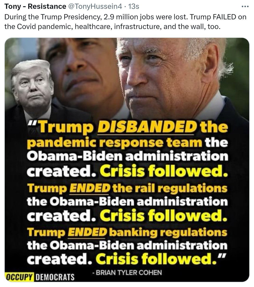 @bennyjohnson Donald Trump accomplished: Enriching himself; Killing over a Million Americans by lying about COVID & the Vaccine; Stole thousands of Top Secret Classified Documents, shared with Mar-A-Lago guests & asked for Immunity. President Biden Brought Us Back from Trump's Disastrous Rein.
