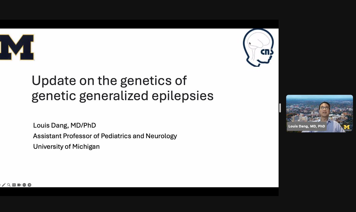 Another big #umichchildneuro presentation today! @LouisTDang presenting at a @ChildNeuroSoc webinar: 'Update on the genetics of genetic generalized epilepsies'