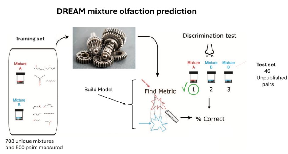 Can machine-learning models predict something as complex as distinct odor mixtures? 👃The Olfactory Mixtures Prediction Challenge is now open for registration! Be part of the community developing predictive methods for perceptual data. Explore here: synapse.org/#!Synapse:syn5…