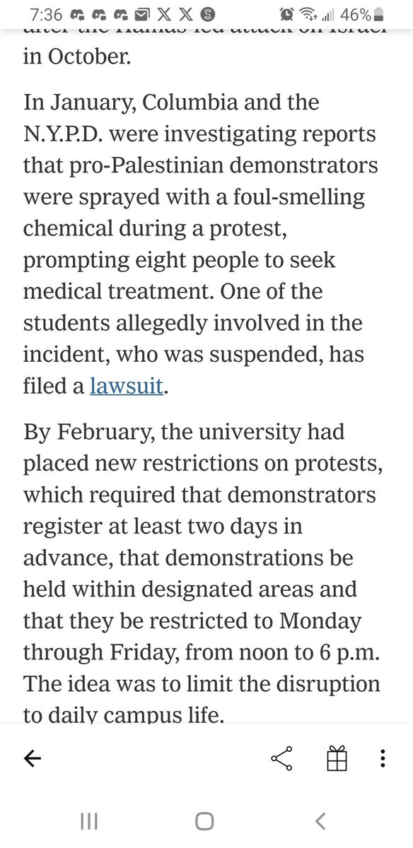 This is how the NYT is describing the attack on protestors on the campus of Columbia U by former IDF soldiers with military grade skunk spray, a vicious attack that resulted in hospitalizations and severe emotional trauma.
nytimes.com/live/2024/04/1…
#cu4palestine #NYTimesbias