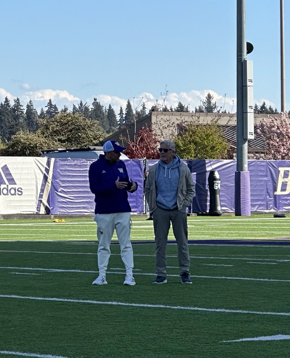 Pete Carroll and Jedd Fisch at Husky practice today