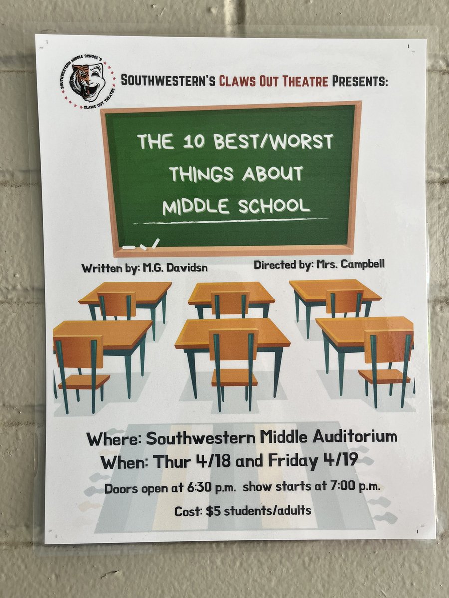 MsPenaRocks's tweet photo. What an AMAZING morning 🤩 I am so proud of my cast &amp; crew!! They put on the BEST performance for our local 5th graders!!! You should come check them out! Tonight and tomorrow night, doors open at 6:30pm &amp; show starts at 7pm. $5 entry. #smsroars @Smsvcs1 #VCSArts @CraigyFerg https://t.co/8Vt78OOm4Z