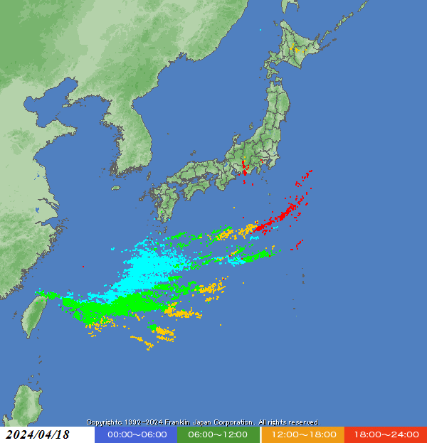 昨日の落雷状況 franklinjapan.jp/raiburari/ligh…