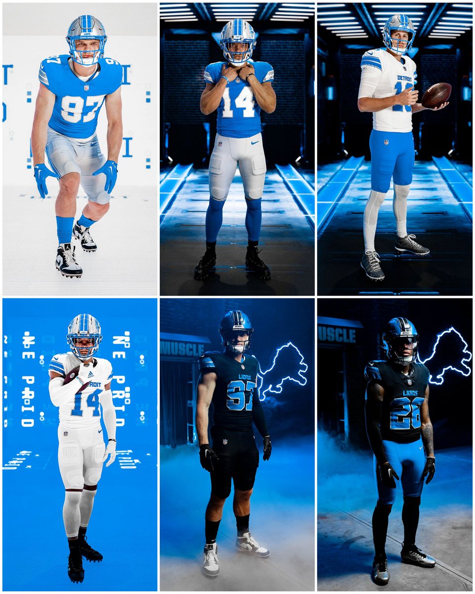 Lions new uniform combinations. What are your thoughts? 👍👎?

Note that only the silver pants have stripes (same as helmet).