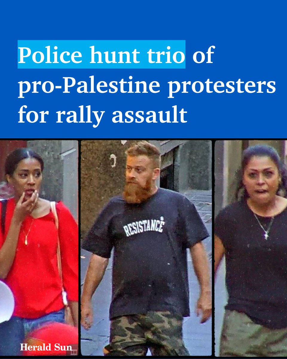 A two women and a man who are believed to have attended a Palm Sunday Free Palestine rally in Melbourne allegedly assaulted a pair of men, hitting one of them in the face with a megaphone > bit.ly/3Up4YYz