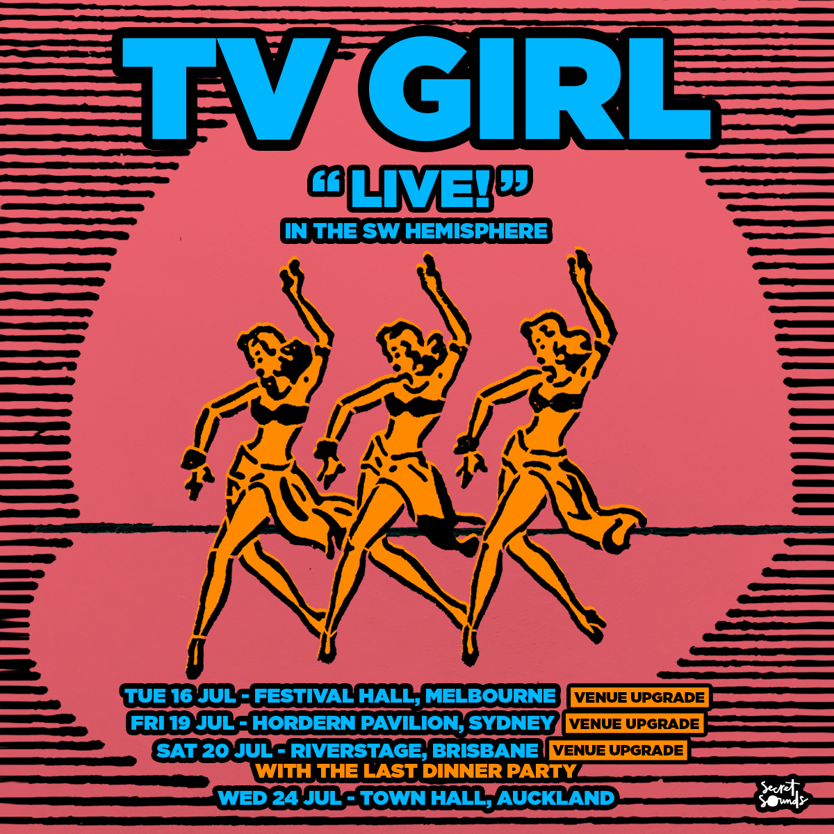 .@tvgirlz Tour Update | Due to overwhelming demand, venues for Melbourne, Sydney and Brisbane have been upgraded 💙⁠ ⁠ Tickets for the Brisbane & Melbourne shows go on sale on Tuesday 23rd, 10 am. Brisbane & Auckland are on sale now! Tickets: scrtsnds.com.au/tvgirl24 #TVgirl
