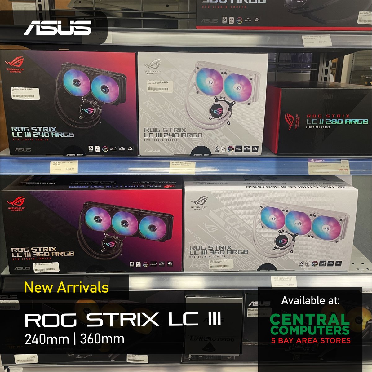 New arrival: Asus ROG Strix LC III AIO Coolers
Featuring a 360° rotatable, magnetic water block for flexible installation and an LCD screen to display system stats or custom animations. 

Make it uniquely yours:
ow.ly/POj050RiC6N

#pc #asus #asusrog #aio #pccooler #argb