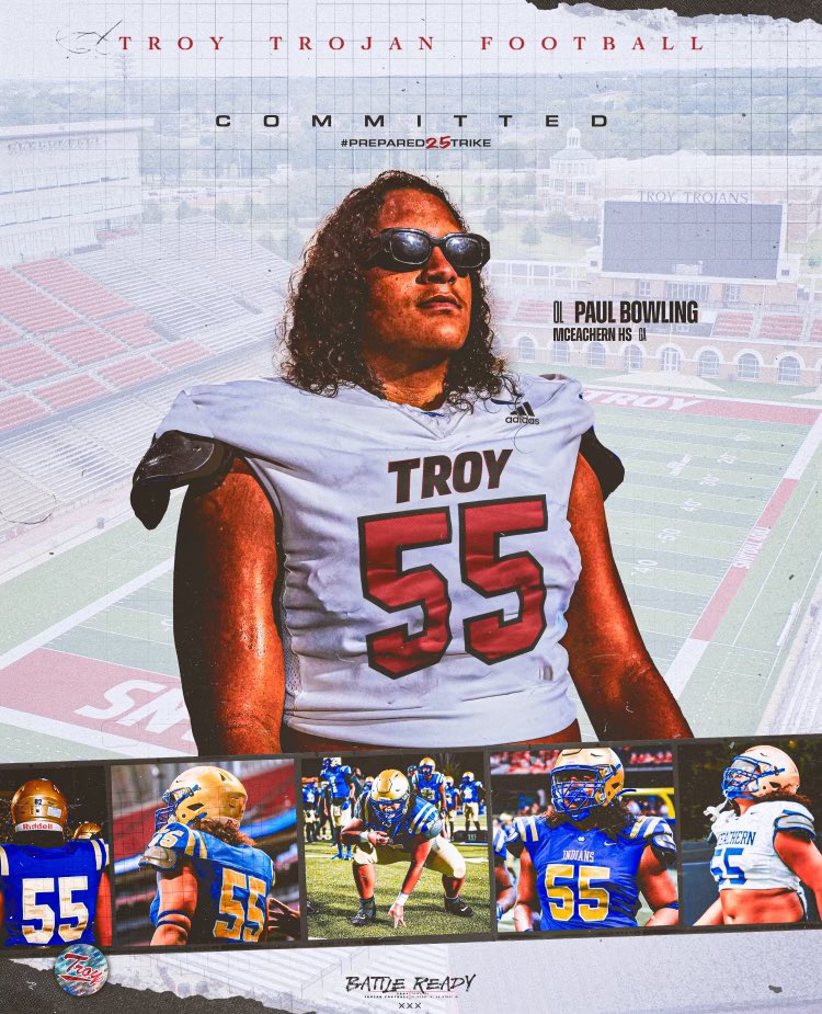 Committed! Thank you to my family friends and coaches. Excited to announce my commitment to Troy University. ⚔️⚔️battleready⚔️⚔️ #AGTG @TroyTrojansFB @GeradParker1 @Coach_Carbine @CoachReid99 @OLCoachWilder51 @CoachNorman_AGR @CoachOSullivan @CalebDavis_TROY @CoachJMann919