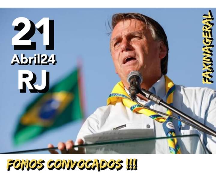 Todos convidados a participarem da MANIFESTAÇÃO PACÍFICA dia 21 de Abril de 2024 às 10 h em Copacabana, Rio de Janeiro....Bora!🇧🇷😎