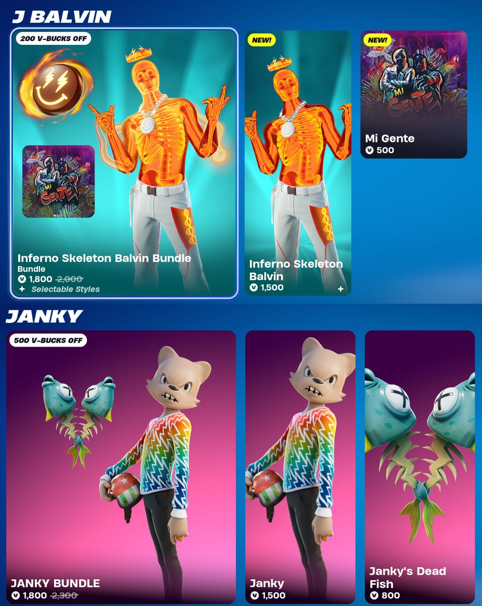 Inferno Skeleton Balvin and Janky are now available in the #Fortnite Item Shop! 🔥 Use Creator Code 'FNAssist' to help support me! #EpicPartner 💙