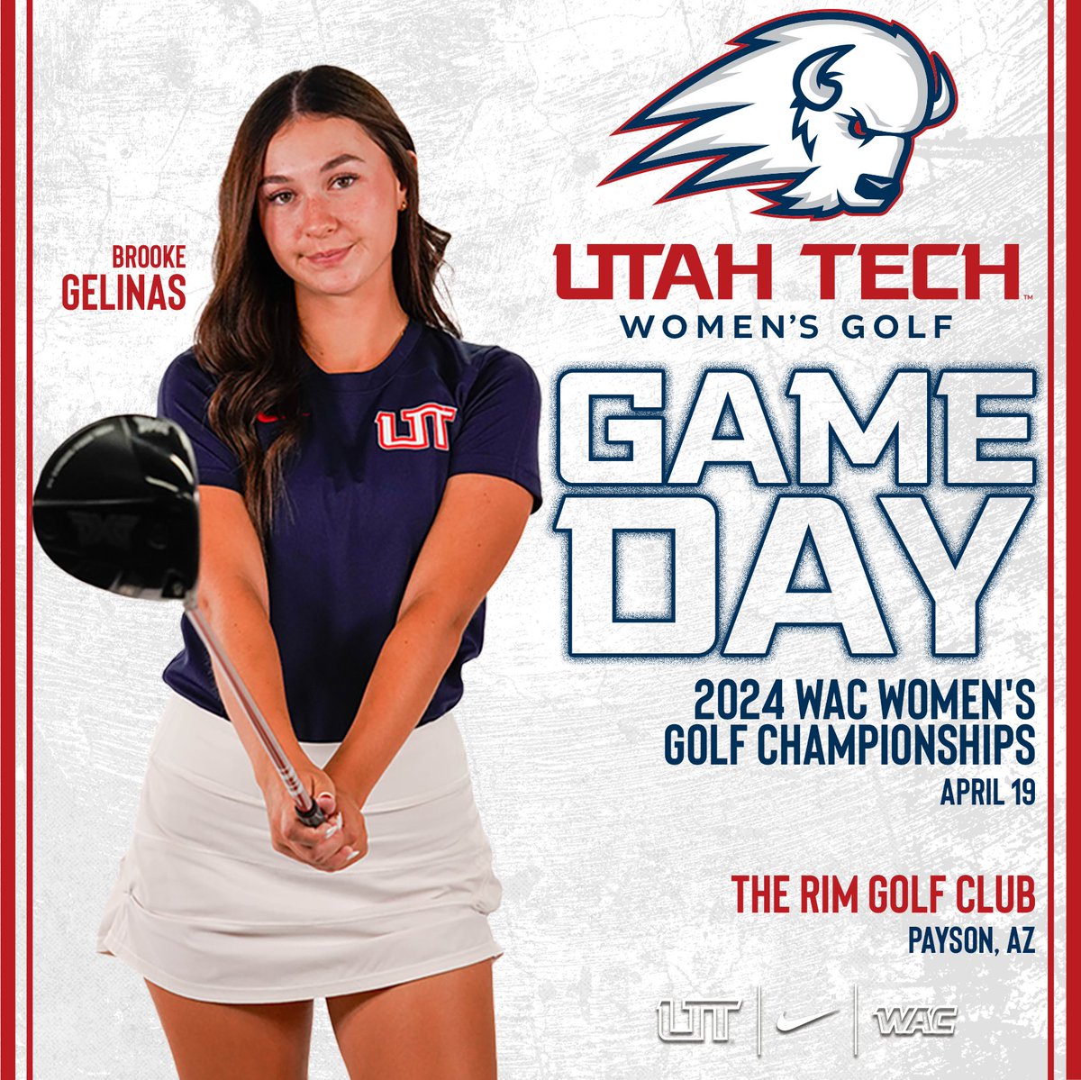 GAME DAY!!!
🏌️‍♀️- 2024 WAC Women's Golf Championships (R1)
⛳️- The Rim Golf Club; Payson, Ariz.
📊 - shorturl.at/hnpuC
#UtahTechBlazers | #WACwgolf