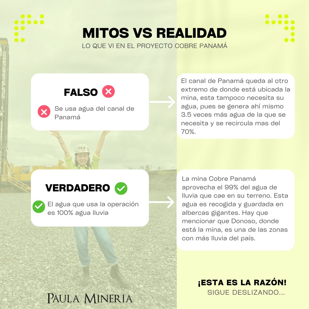 PaulaMineria_'s tweet photo. Cosas que vi y aprendí de cosas que decían en redes sociales vs lo que yo vi y he investigado. ¡Porque la desinformación masiva no es un argumento! 
.
Hay mucha información y debemos tomar las riendas y aprender por nosotros sobre procesos minero-metalúrgicos. 
.
#mineria #panama https://t.co/S5B5NdIESV