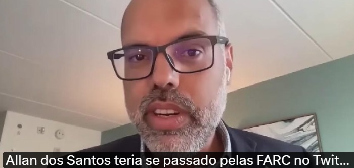 Esse criminoso foragido não pode ficar solto! Allan dos Santos teria se passado pelas FARC no Twitter para sugerir ligação com o PT A página falsa foi amplamente divulgada por bolsonaristas, incluindo a deputada Bia Kicis e o falecido Olavo de Carvalho.