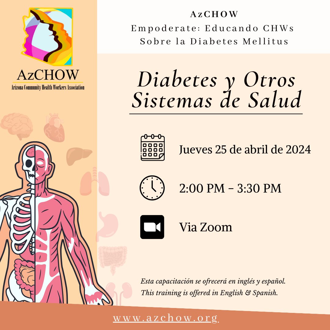 Join our 8th session 'Diabetes and Other Health Systems' on April 25th, 2 PM MST! Register now! forms.gle/fXCQr5yRcTefdB… ¡Únete a nuestra 8ª sesión 'Diabetes y Otros Sistemas de Salud' el 25 de abril a las 2 PM MST! Regístrate ahora: forms.gle/fXCQr5yRcTefdB…