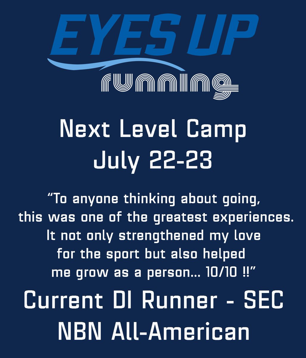EyesUpRunning's tweet photo. Eyes Up Running Camp 2024

Spots are going FAST! Get registered today to take your running to the Next Level

https://t.co/nMdtrBbwpF

#EyesUp #RunningCamp #CrossCountry #trackandfield https://t.co/SDH7ToUmuX