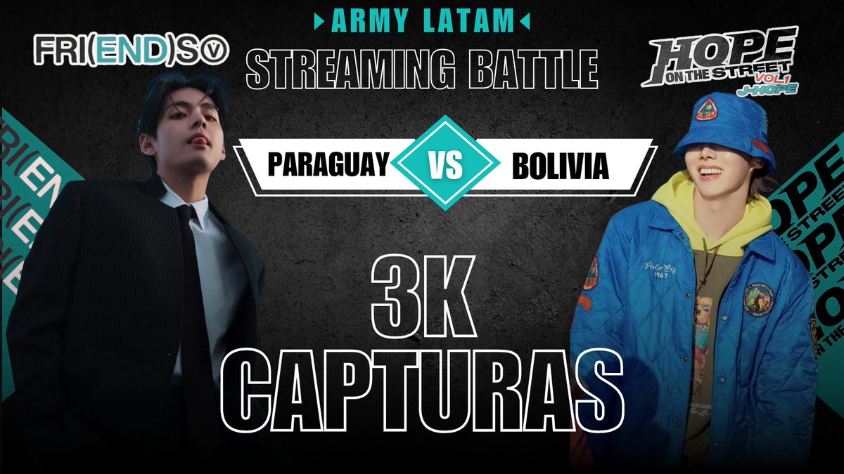 ⚔️ LATAM STREAMING BATTLE ⚔️

●META: 3000 CAPTURAS!!!! 

Ya podes darle LIKE a la playlist 👇

open.spotify.com/playlist/6ivtL…

Y hagamos tendencia con 👇

ARMY TEAM PY
#ARMYLATAMBATTLE

VAMOOOO!!! 🔥🇵🇾