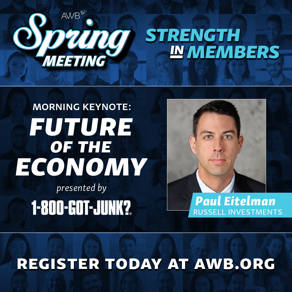 Join us for a captivating discussion on the economy's future May 8! Hear from Paul Eitelman, senior director & chief investment strategist for @Russell_Invest. Learn about election impacts and gain a national-level perspective. Secure your spot now at AWB.org!