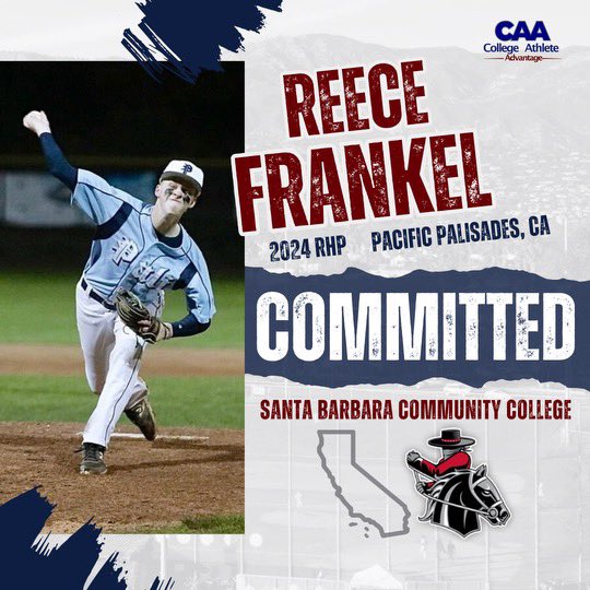 Extremely excited to announce that I will be continuing my baseball and academic career at Santa Barbara City College. I would like to thank my parents, coaches and everyone else involved. Can’t wait to get going! @JoshBravin_CAA @realCoachWalker @sbccbaseball @SBCCVaqs