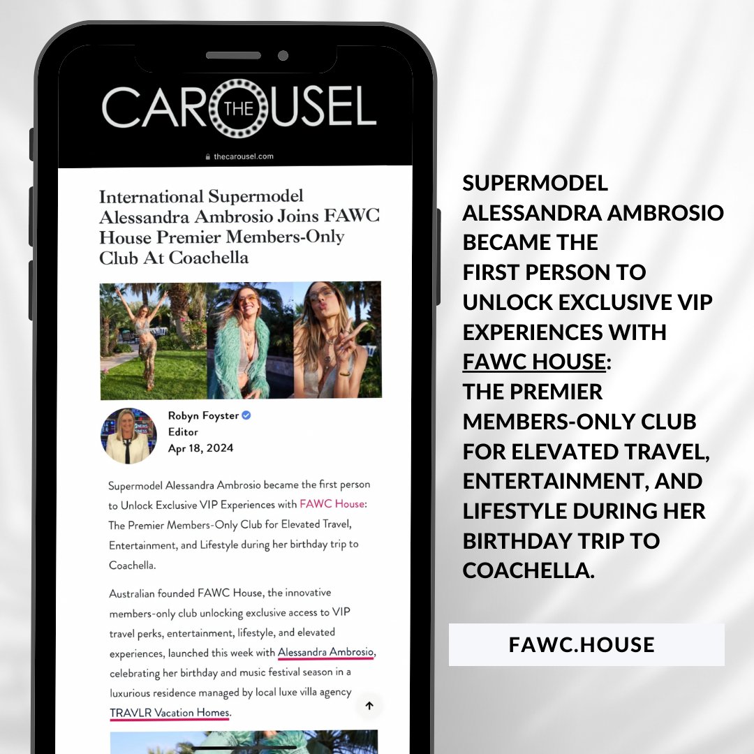 mytravelhabit's tweet image. From the runway to the valley, supermodel @AngelAlessandra knows luxury! Tap to read an exclusive peek into her VIP experience with  #FAWCHouse at Coachella. 🎡🌴 #LifeElevated #FAWCTravels #AlessandraAmbrosio #VIPExperience @carouselworld
thecarousel.com/beauty-fashion…