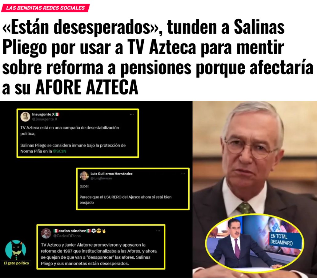 elgatopolitico_'s tweet image. 🔴🔴Eso sí calienta.
Acaban al usurero de Salinas Pliego por andar de ardido, todo porque se quedará sin el millonario negocio de las AFORES. 🤑🤑 
#ApagaTVAzteca 📛📛 ➡️ ➡️ wp.me/pbiqPq-nFR