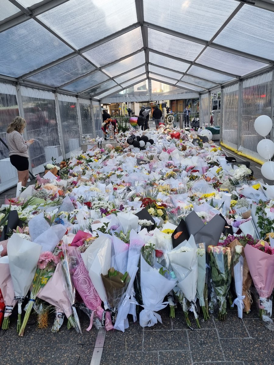Floral tributes continue to grow in BJ mall as people bring flowers, messages of care, love &amp; condolences. 
to be kept in Waverley Library. Vigil this Sunday, Dolphin Court, 5.30 pm. Bring your candle, catch public transport. All floral tributes to BJ mall, not to the beach.