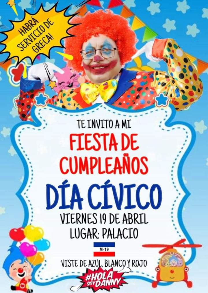 Esto es lo + CHISTOSO q he visto en mi vida un 🤡 perdón un Presidente declarando dia Civico x su Cumpleaños y dl Partido terrorista M19 y evitar q la marcha dl #21Abril .
Mientras la Ciudad se cae a Pedazos,   NO SEA IDIOTA.
#UnidosALaCalle21A 
#ALaCalle21A