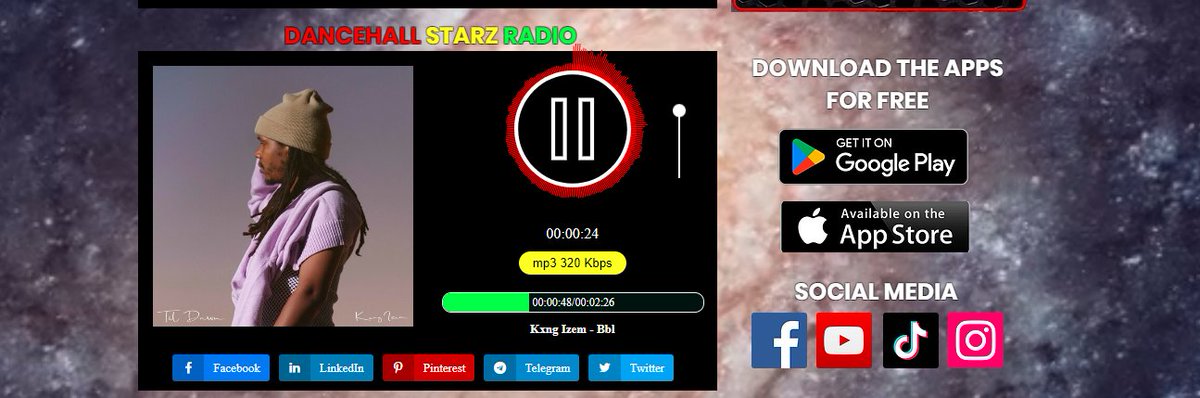 SaveDancehall's tweet image. Dancehall Starz Radio
🔊Jetzt läuft⏯ Kxng Izem-Bbl @ reggae-universe.com/#DancehallStar… @ReggaeStarz_RSR @RSR_ENT_GROUPUK @reggaeunivrse @reggaeunrecords @reggaeunivrsetv #Wurzeln #fangen #Reggae #soca #Tanzsaal #LiebhaberRocken #Jamaika #iran #StromReggaeUniversum🌍