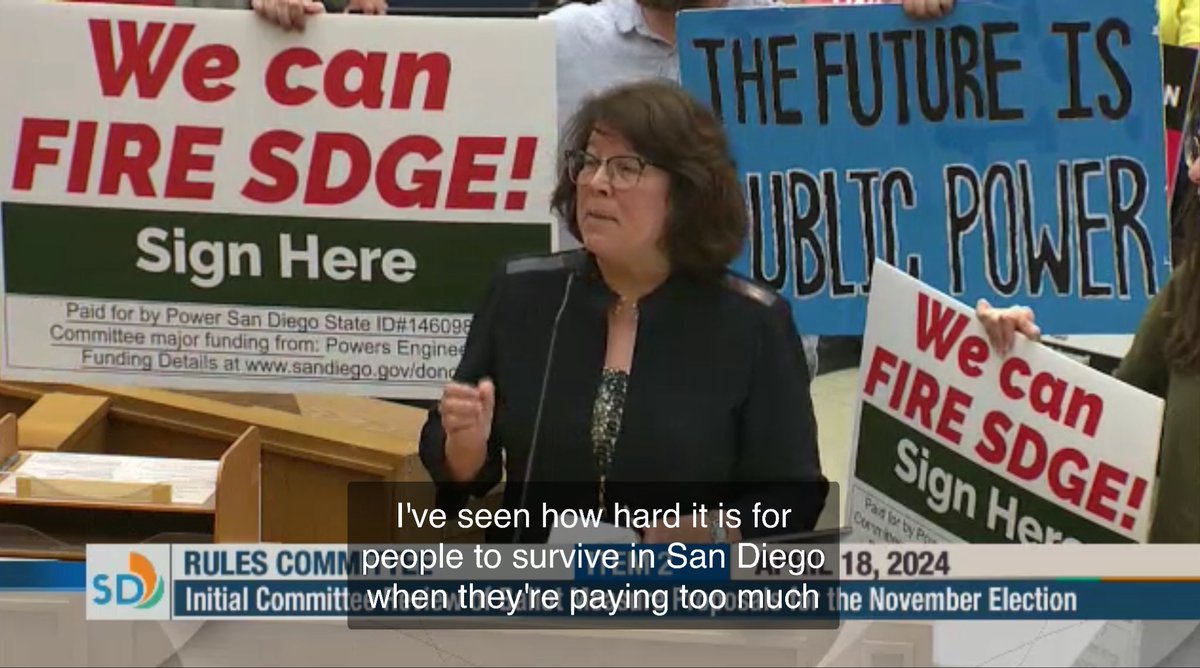 I follow government money (what's left of it) (@lorisaldanasd) on Twitter photo Thanks to all the volunteers who attended today’s <a href="/SDCityCouncil/">San Diego City Council</a> Rules Committee meeting to speak in support of a public power utility for <a href="/CityofSanDiego/">City of San Diego</a> like the ones in other cities in California.
There were many excellent comments today that can be viewed here in support of Thanks to all the volunteers who attended today’s <a href="/SDCityCouncil/">San Diego City Council</a> Rules Committee meeting to speak in support of a public power utility for <a href="/CityofSanDiego/">City of San Diego</a> like the ones in other cities in California.
There were many excellent comments today that can be viewed here in support of