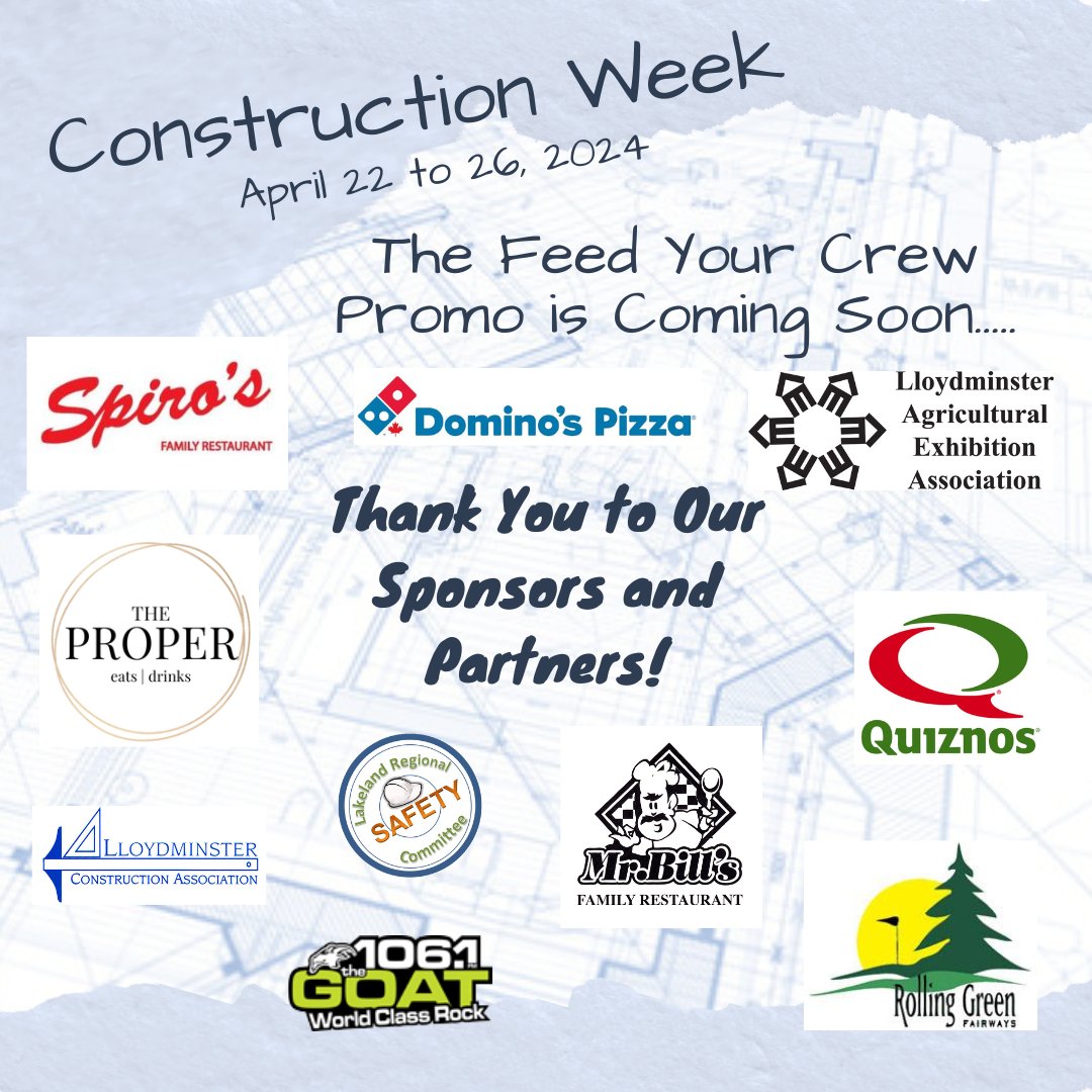 It's Coming Soon 
Construction Week April 22 to 26
A shout out to all the hard-working men and women in the skilled construction trades.  Thank you for literally building our communities!  
Feed Your Crew Promotion!  
#Hirelocal #Localfirst #Eatlocal