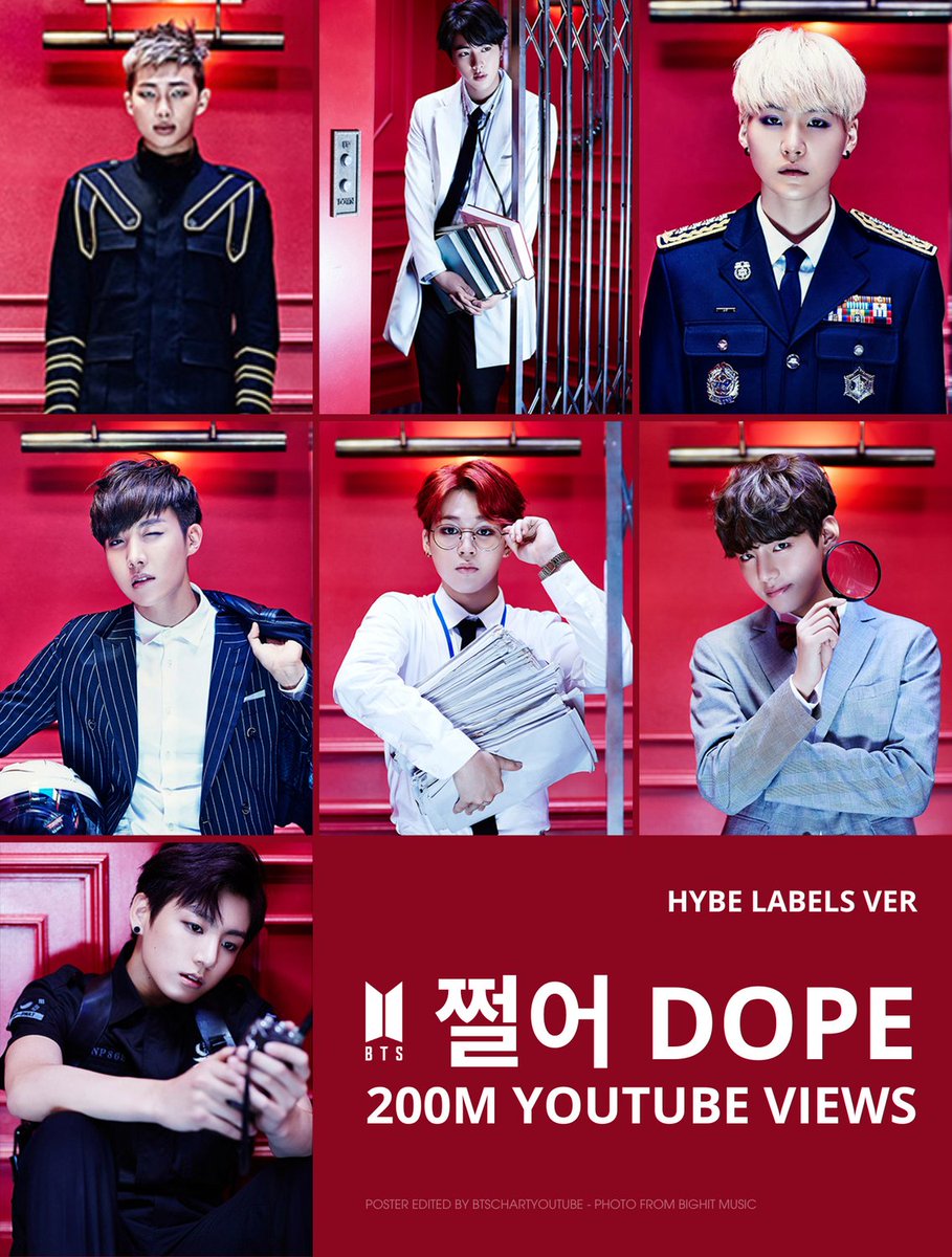 #BTS 'DOPE' MV (HYBE LABELS Ver.) hits 200 MILLION YouTube Views! Watch: youtu.be/H8lYMWZD5P8